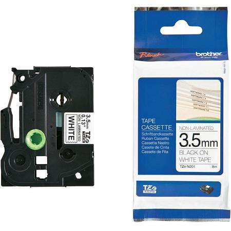 Product image for Brother TZe-N201 Original P-Touch Label Tape (5mm x 7m) Black On White - Small