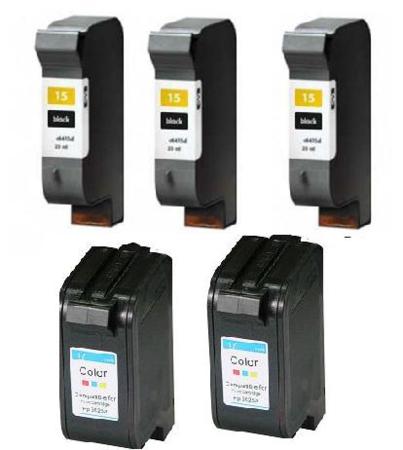 Product image for 999inks Compatible Multipack HP 15/17 2 Full Sets + 1 Extra Black Inkjet Printer Cartridges - Small