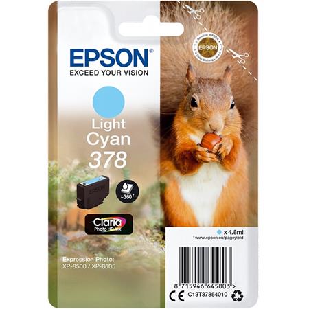 Product image for Epson 378 Light Cyan Original Claria Photo HD Standard Capacity Ink Cartridge (Squirrel) - Small