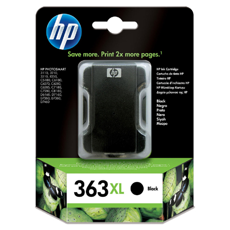 Product image for HP 363XL Black High Capacity Original Ink Cartridge With Vivera Ink (C8719EE) - Small