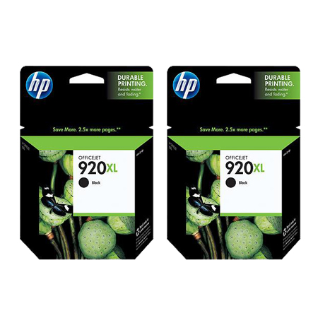 Product image for HP 920XL/D8J47AE Black Original High Capacity Inkjet Printer Cartridges Twin Pack - Small