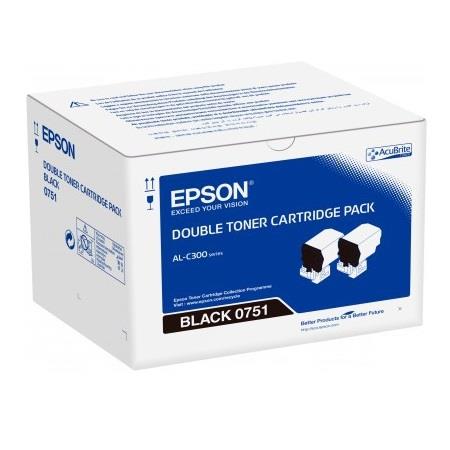 Product image for Epson S050751 Black Original Toner Cartridge - Twin Pack - Small