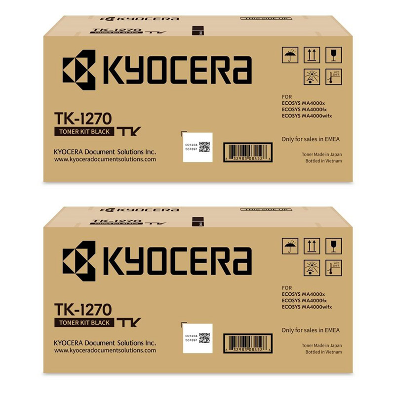 Product image for Kyocera TK-1270 Black Original Laser Toner Cartridge Twin Pack - Small