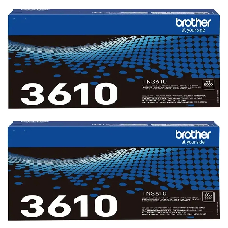 Product image for Brother TN3610 Black Original Laser Toner Cartridge Twin Pack - Small