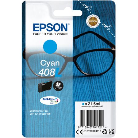 Product image for Epson 408L (T09K24010) Cyan Original DURABrite Ultra High Capacity Ink Cartridge (Glasses) - Small