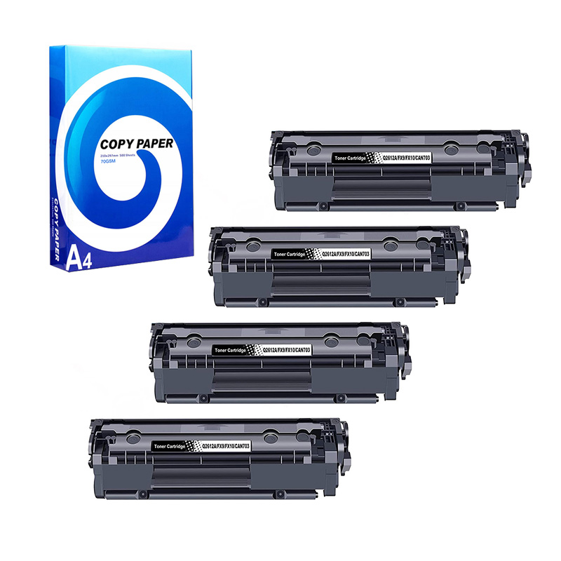 Product image for 999inks Compatible Quad Pack HP 12A Laser Toner Cartridges + Free A4 Ream Paper - Small