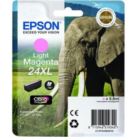 Product image for Epson 24XL (T243640) Light Magenta Original Claria Photo HD High Capacity Ink Cartridge (Elephant) - Small