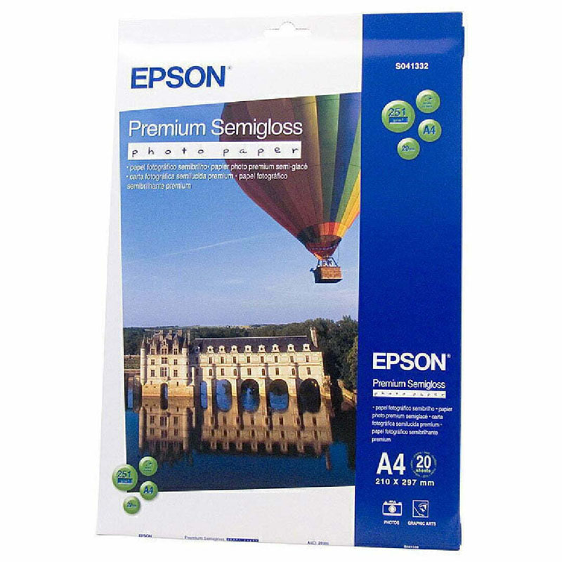 Product image for Epson S041332 A4 Premium Semi-Gloss Photo Paper - Small