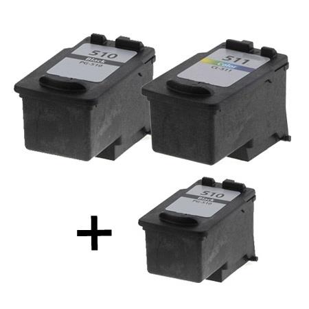 Product image for 999inks Compatible Multipack Canon PG-510 and CL-511 1 Full Set + 1 Extra Black Inkjet Printer Cartridges - Small