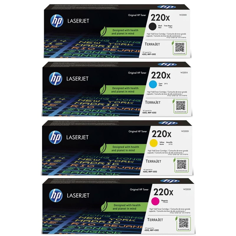 Product image for HP 220X Full Set Original High Capacity Toner Cartridges - Small