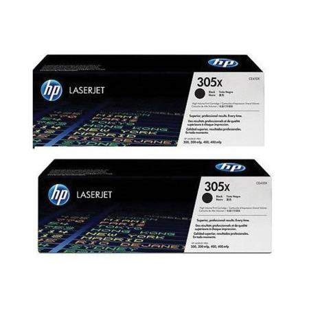 Product image for HP 305X Black Original High Capacity Toner Cartridge - Dual Pack (CE410XD) - Small