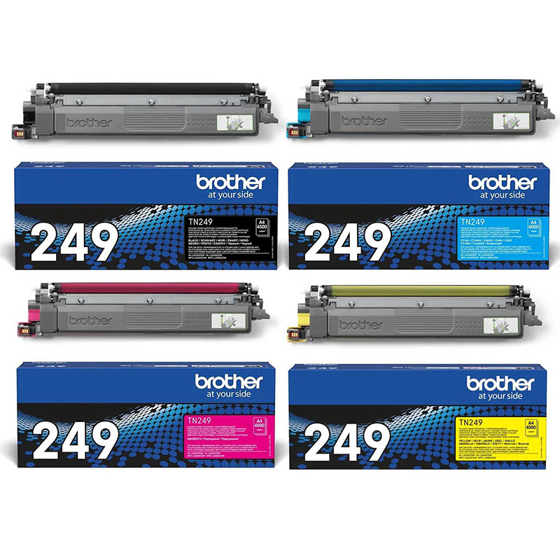 Product image for Brother TN249BK/Y Full Set Original Extra High Capacity Laser Toner Cartridges - Small