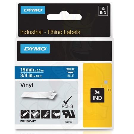 Product image for Dymo 1805417 Original Label Tape (19mmx5.5m) White On Blue - Small