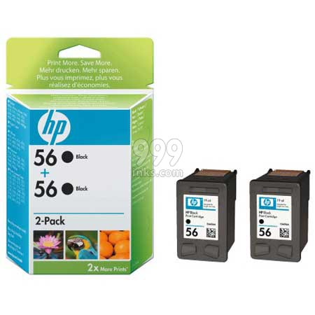Product image for HP 56 Black Twinpack Original Cartridge (C9502AE) - Small
