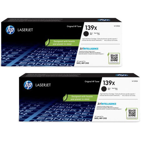 Product image for HP 139X/W1390X Black Original High Capacity Laser Toner Cartridges Twin Pack - Small