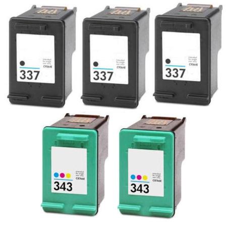 Product image for 999inks Compatible Multipack HP 337/343 2 Full Sets + 1 Extra Black Inkjet Printer Cartridges - Small