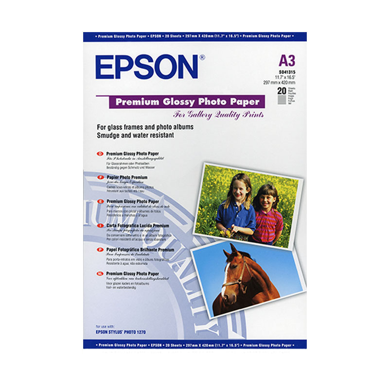Product image for Epson S041315 A3 Premium Glossy Photo Paper (20 sheets) - Small