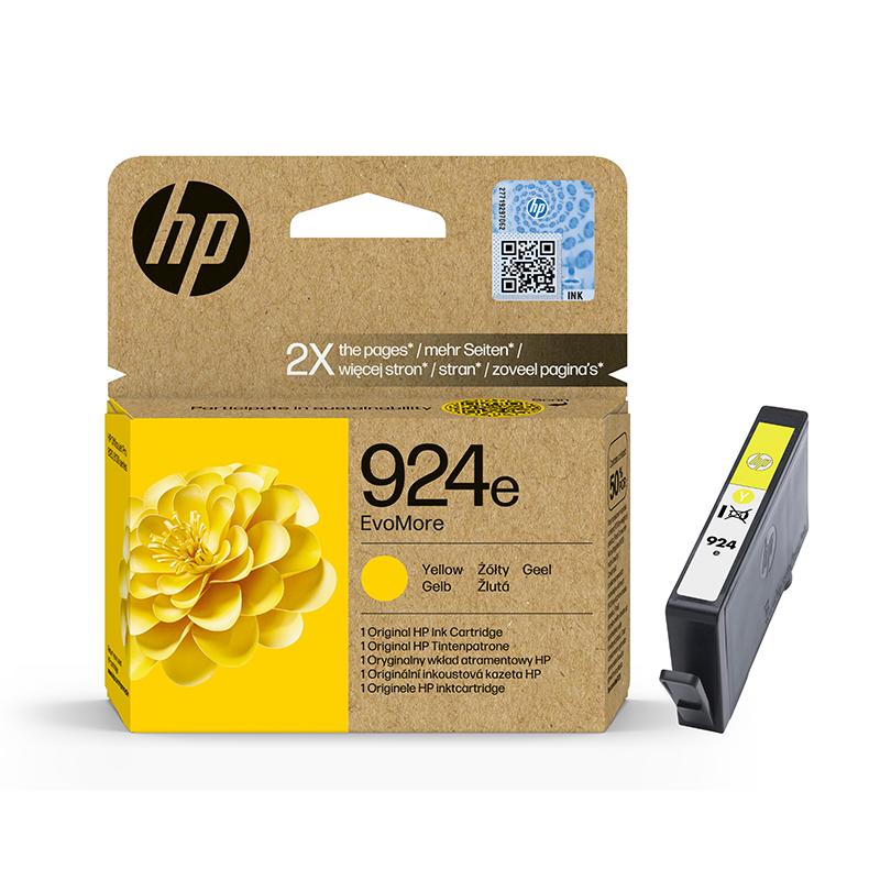 Product image for HP 924e EvoMore Yellow Original High Capacity Ink Cartridge (4K0U9NE) - Small