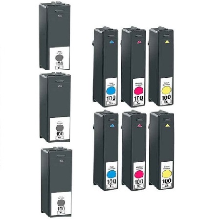 Product image for 999inks Compatible Multipack Lexmark 100XL 2 Full Sets + 1 Extra Black High Capacity Inkjet Printer Cartridges - Small