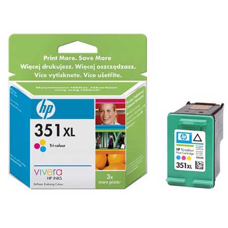 Product image for HP 351XL Tri-Colour High Capacity Original Ink Cartridge with Vivera ink (CB338EE) - Small