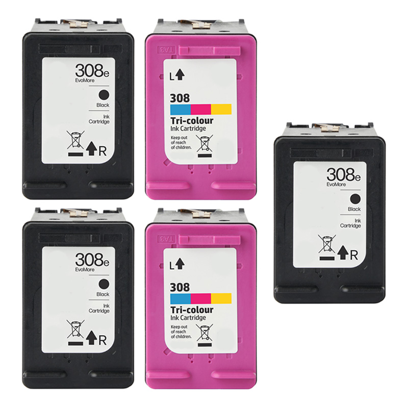 Product image for 999inks Compatible Multipack HP 308e/308 2 Full Sets + 1 Extra Black Inkjet Printer Cartridges - Small