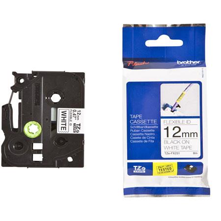 Product image for Brother TZeFX231 Original P-Touch Flexible Label Tape - 1/2 x 26.2 ft 12mm x 8m) Black on White - Small
