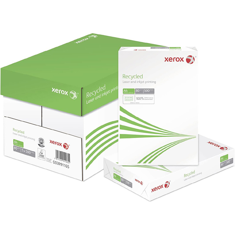 Product image for Xerox Recycled White A4 Paper 80gsm 5 Reams of 500 Sheets - Small