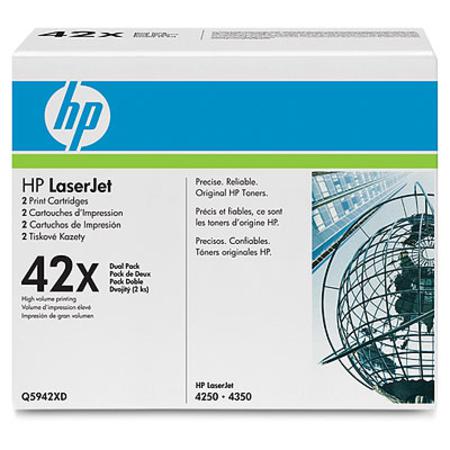 Product image for HP 42X (Q5942XD) Original Black LaserJet Toner Cartridge - Twin Pack - Small