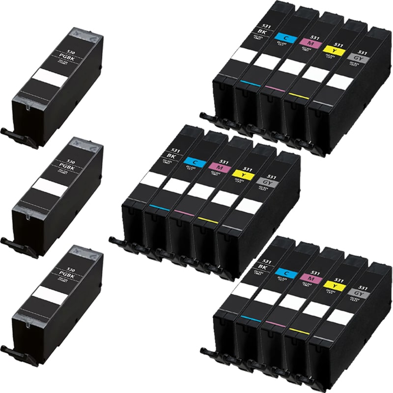 Product image for 999inks Compatible Multipack Canon PGI-530PGBK and CLI-531BK/G/C/M/Y 3 Full Sets Inkjet Printer Cartridges - Small