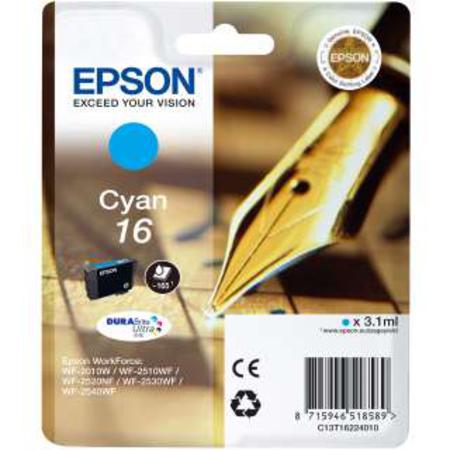 Product image for Epson 16 (T162240) Cyan Original DURABrite Ultra Standard Capacity Ink Cartridge (Pen) - Small