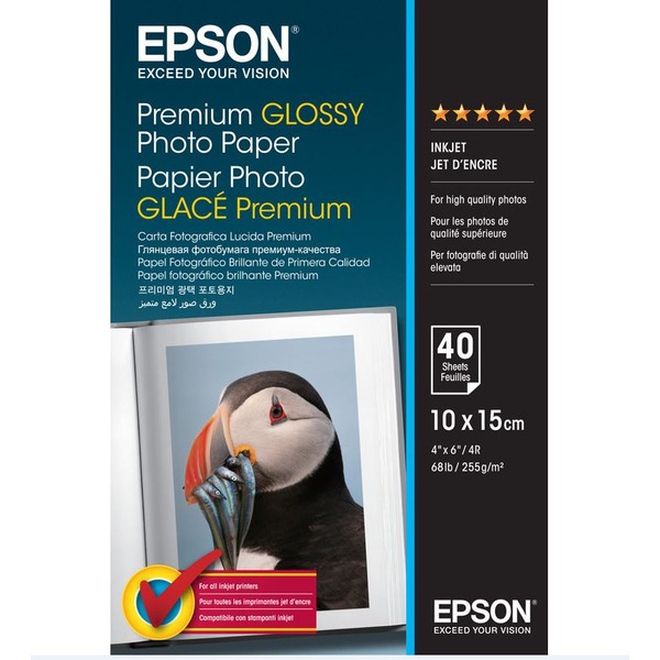 Product image for Epson S042153 100mmx150mm Photo Paper Premium Glossy 255gsm (40 sheets) - Small