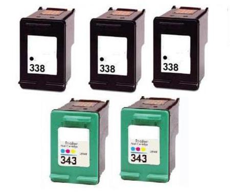 Product image for 999inks Compatible Multipack HP 338/343 2 Full Sets + 1 Extra Black Inkjet Printer Cartridges - Small
