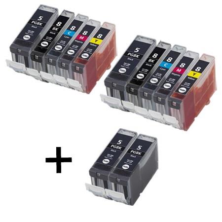 Product image for 999inks Compatible Multipack Canon PGI-5BK/CLI-8BK/C/M/Y 2 Full Sets + 2 FREE Black Inkjet Printer Cartridges - Small