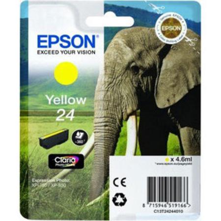 Product image for Epson 24 (T242440) Yellow Original Claria Photo HD Standard Capacity Ink Cartridge (Elephant) - Small