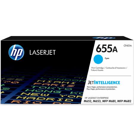 Product image for HP 655A (CF451A) Cyan Original Standard Capacity Toner Cartridge - Small