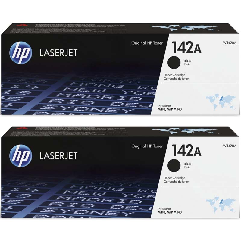 Product image for HP 142A/W1420A Black Original Laser Toner Cartridge Twin Pack - Small