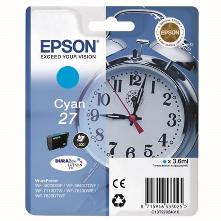 Product image for Epson 27 (T2702) Cyan Original Standard Capacity Ink Cartridge - Small