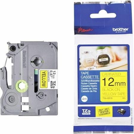 Product image for Brother TZe-631S Original P-Touch Label Tape (12mm x 4m) Black On Yellow - Small