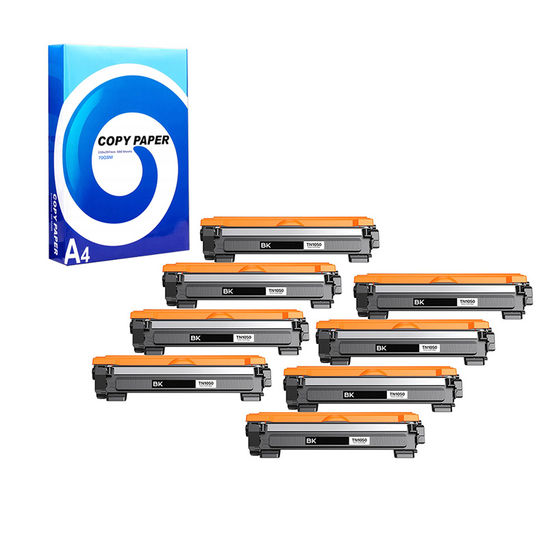 Product image for 999inks Compatible Eight Pack Brother TN1050 Black Laser Toner Cartridges + Free A4 Ream Paper - Small