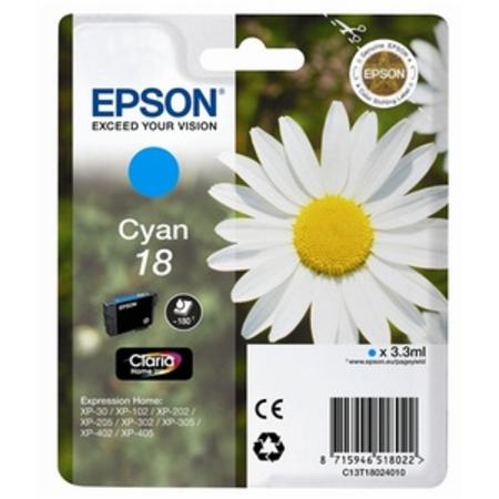 Product image for Epson 18 (T18024010) Cyan Original Claria Home Standard Capacity Ink Cartridge (Daisy) - Small