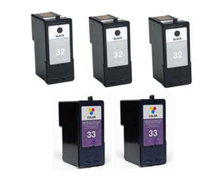 Product image for 999inks Compatible Multipack Lexmark 32/33 2 Full Sets + 1 Extra Black Inkjet Printer Cartridges - Small