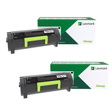 Product image for Lexmark 55B2H00 Black Original High Capacity Return Program Toner Cartridges Twin Pack - Small