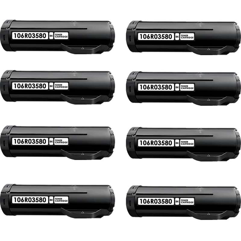 Product image for 999inks Compatible Eight Pack Xerox 106R03580 Black Standard Capacity Laser Toner Cartridges - Small