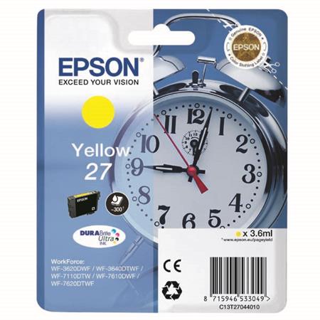 Product image for Epson 27 (T2704) Yellow Original Standard Capacity Ink Cartridge - Small