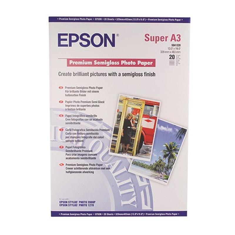 Product image for Epson Premium Semi-Gloss White Paper 251gsm A3 Plus (20 Sheets) - Small
