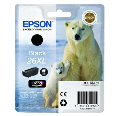 Product image for Epson 26XL (T262140) Black Original Claria Premium High Capacity Ink Cartridge (Polar Bear) - Small