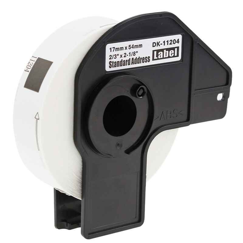 Product image for 999inks Compatible Brother DK-11204 Label Tape (17mm x 54mm) Black on White x 400 - Small