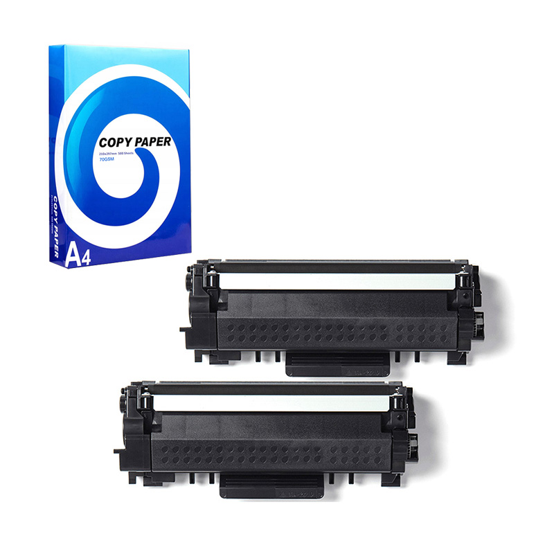 Product image for 999inks Compatible Twin Pack Brother TN2410 Black Standard Capacity Laser Toner Cartridges + Free A4 Ream Paper - Small