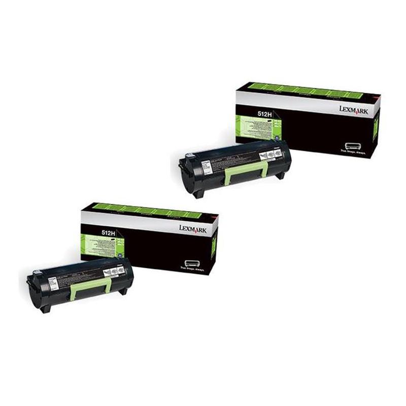 Product image for Lexmark 512H (51F2H00) Black Original Laser Toner Cartridge Twin Pack - Small