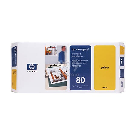 Product image for HP 80 Yellow Original Printhead and Printhead Cleaner Bundle (C4823A) - Small